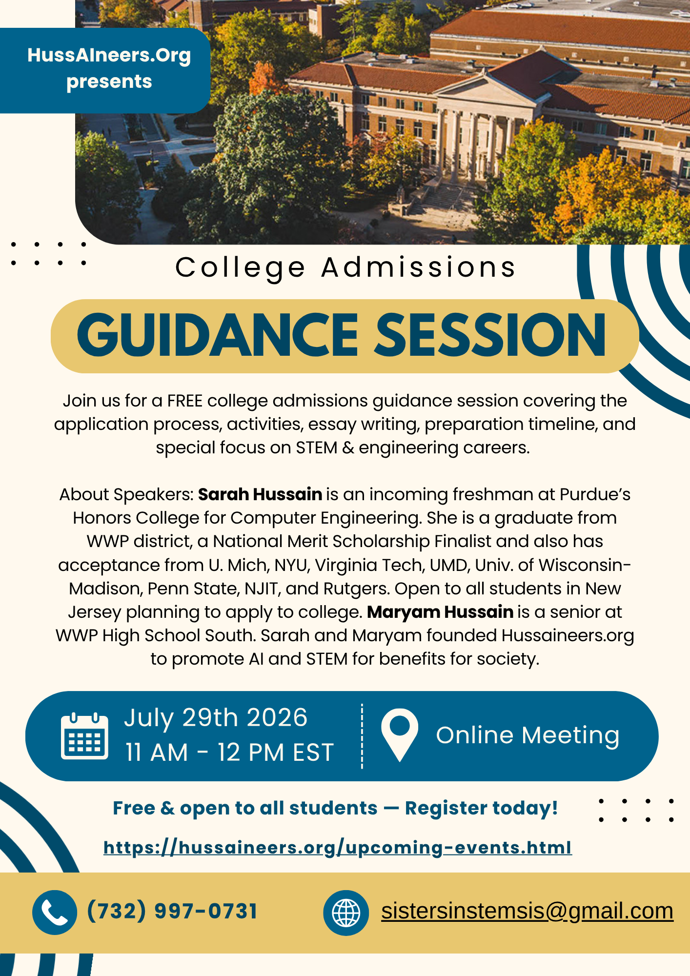 College Admissions Guidance Session flyer